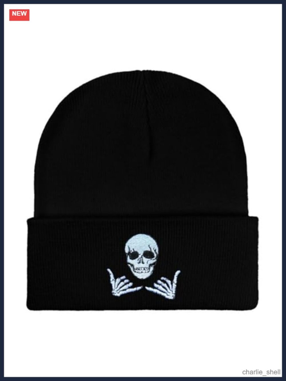Skull Knit Beanie Hat Halloween Goth Winter Cap Soft Acrylic OSFA